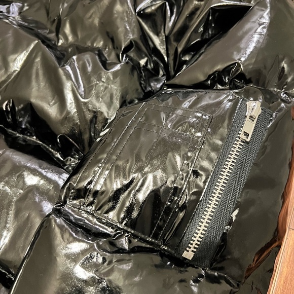 AOC Patent Black Coat Jacket Sexy Winter Ready size small EUC $$$ - Picture 10 of 11